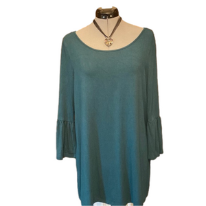 Daniel Rainn Hunter Green Tunic Blouse with  Bell Cuffs